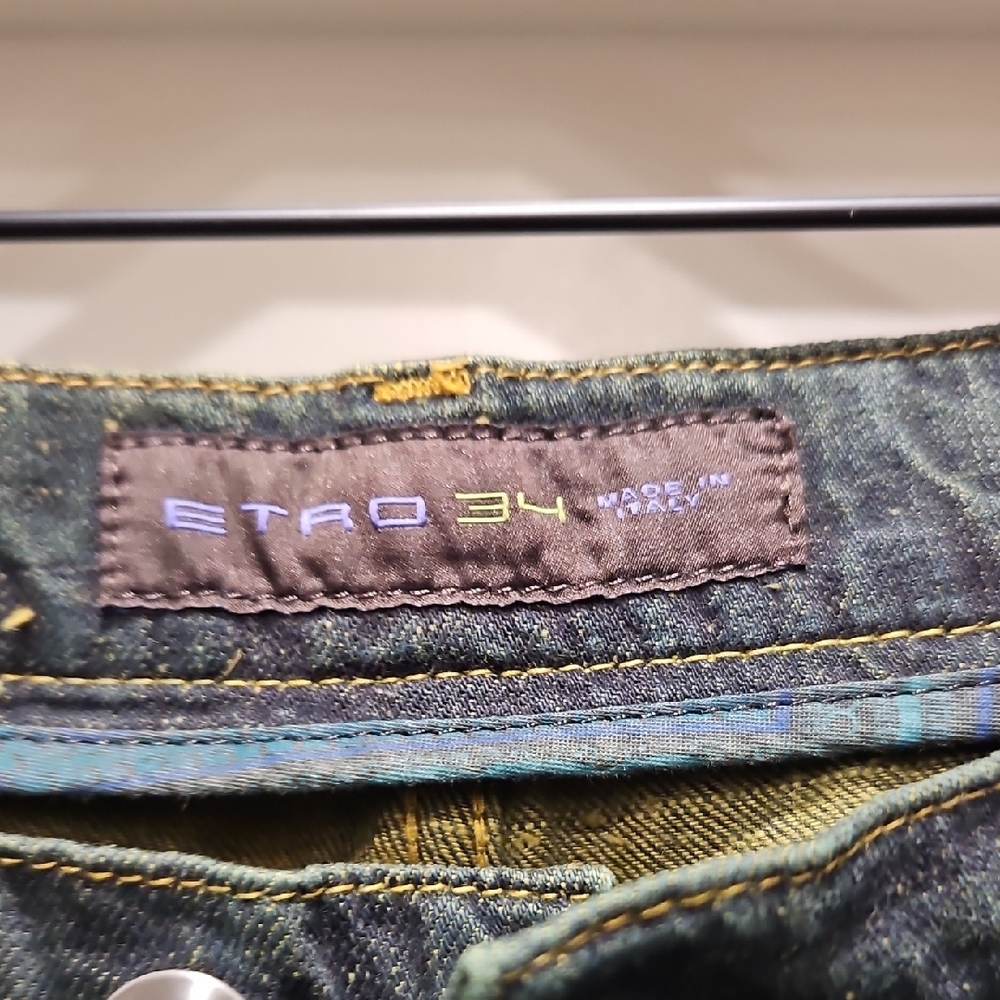 Etro Dark Green Denim Jeans - Picture 2 of 4